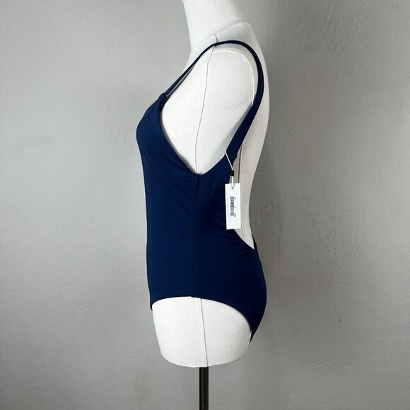 NEW Vitamin A Swimwear Leah One Piece Bathing Suit Ink Navy Blue Size Large - Picture 2 of 9